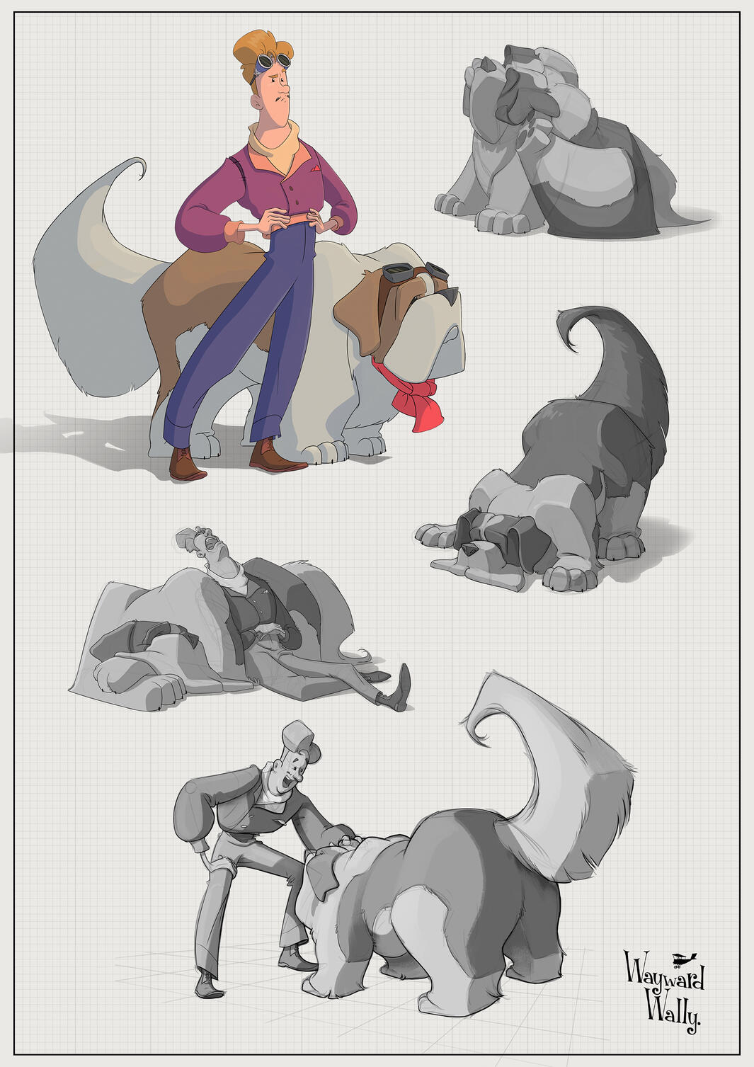 Series of character illustrations for 'Wayward Wally' animated project by Mackenzie Nash.