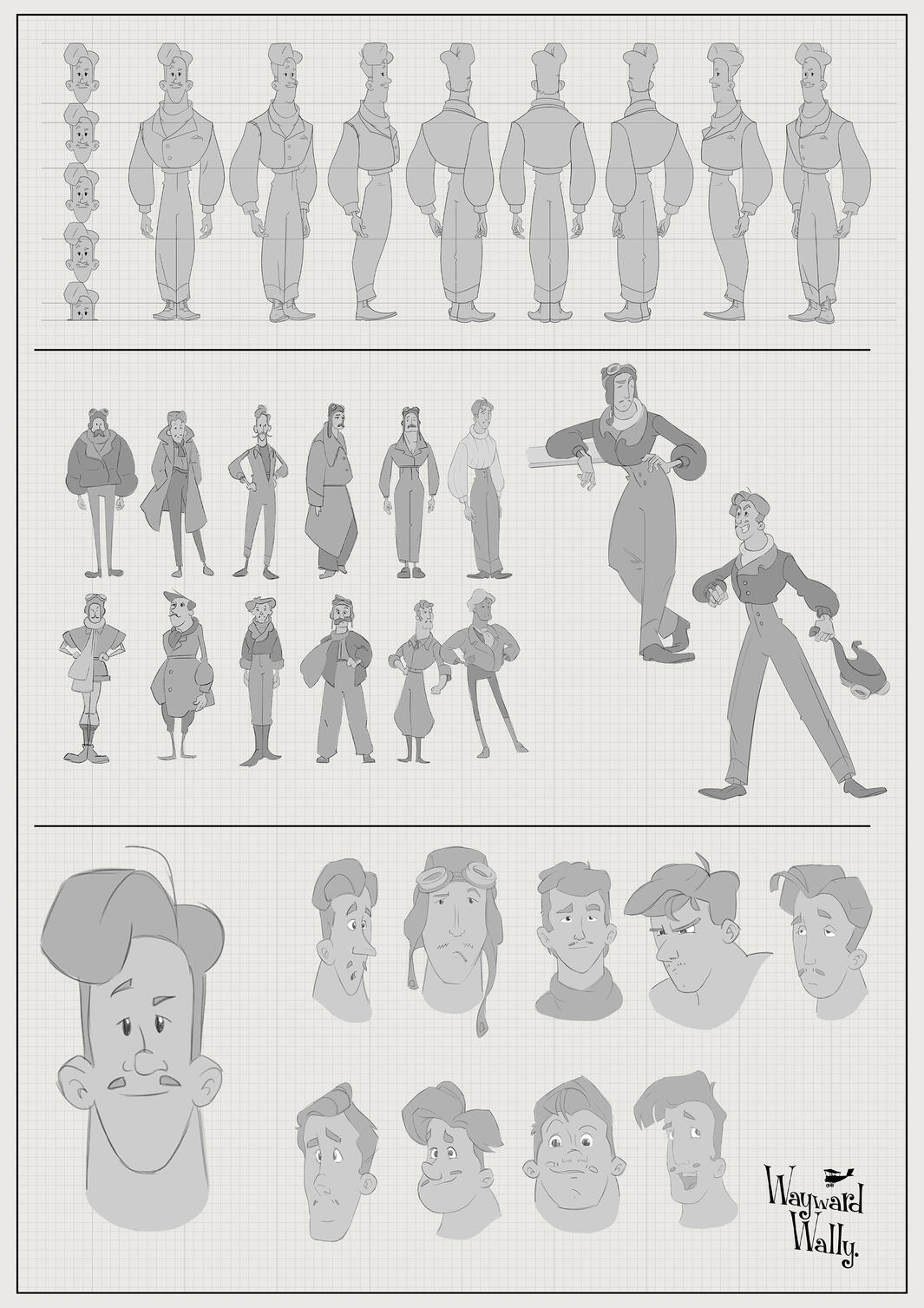 Series of character illustrations for 'Wayward Wally' animated project by Mackenzie Nash.